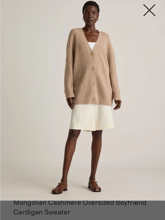 Quince Sweaters - Quince Mongolian Cashmere Oversized Cardigan in Beige Size Small